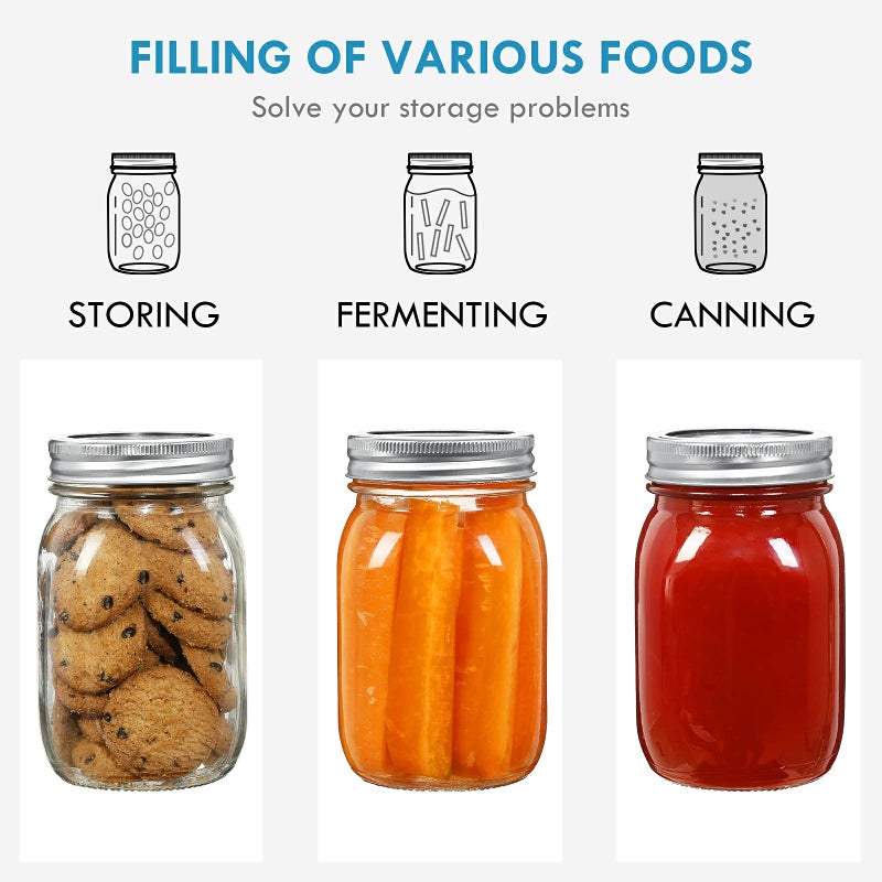 Yeboda 16 Oz Wide Mouth Mason Jars 12 Pack Glass Canning Jars With Airtight Lids And Bands For Preserving Jam Honey Jelly Wedding Favors Sauces Diy Spice Jars Salad Yogurt - Image 5