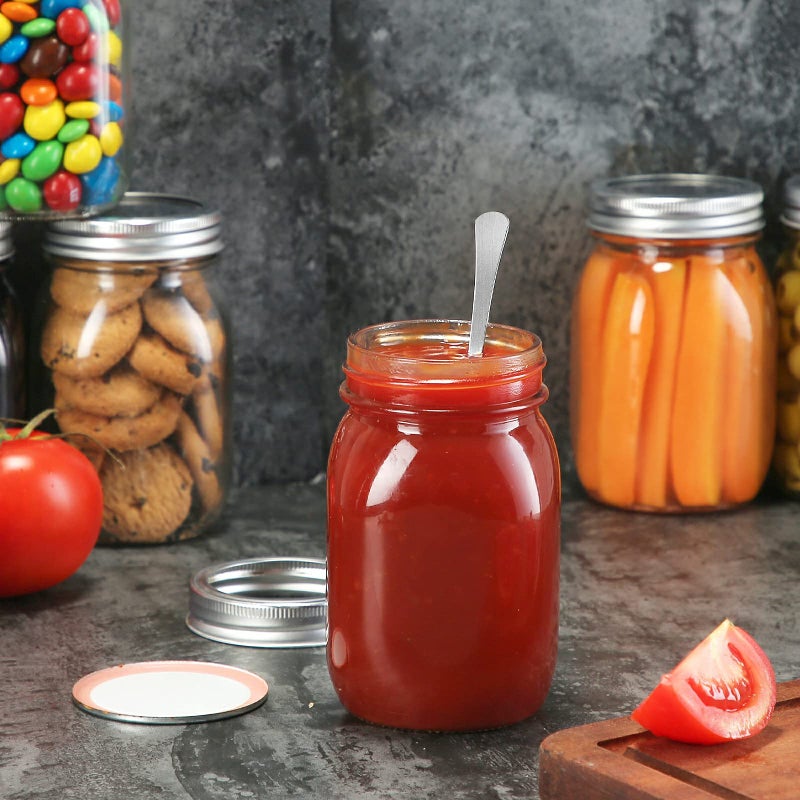 Yeboda 16 Oz Wide Mouth Mason Jars 12 Pack Glass Canning Jars With Airtight Lids And Bands For Preserving Jam Honey Jelly Wedding Favors Sauces Diy Spice Jars Salad Yogurt - Image 2