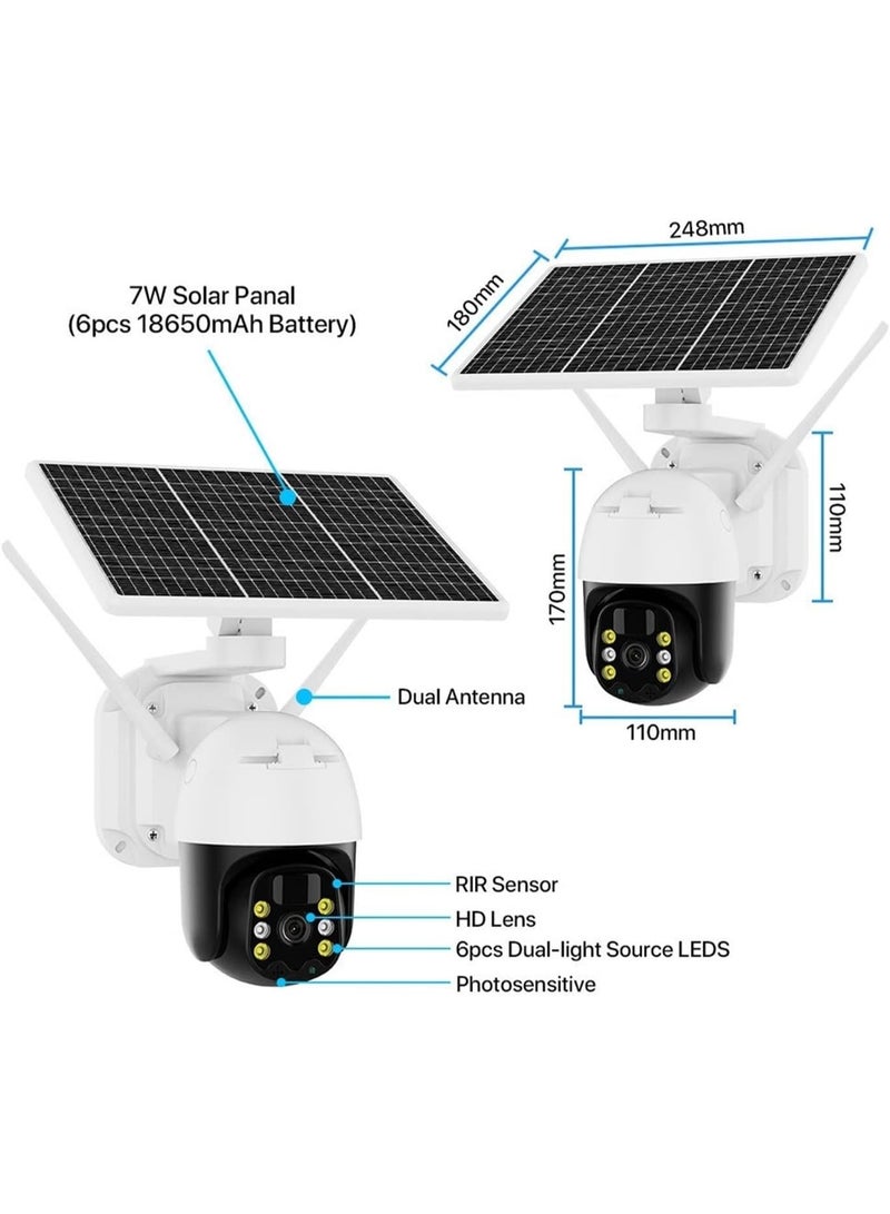 JORTAN JT-8181-2XM-4GU 8MP Outdoor Solar Security Camera with 4G SIM & WiFi, Dual Lens, 1080P Live View, PIR Motion Detection, 32GB Memory Card, Rechargeable Battery, Two-Way Audio, Color Night Vision, IP66 Weatherproof - Image 3
