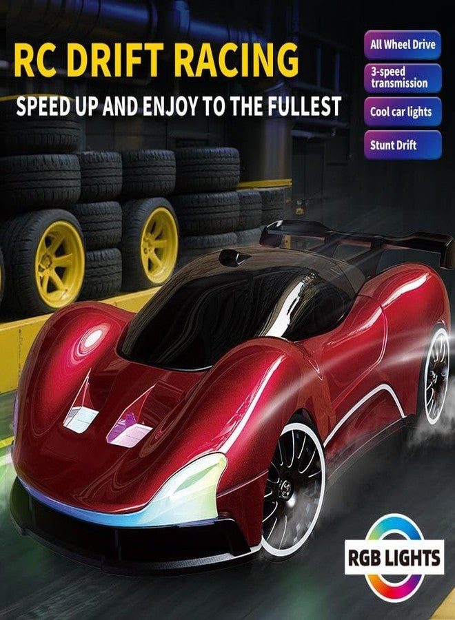 Samtop Remote Controlled Car Drift, 1:20 15 km/h RC Drift Car, 4WD RC Car with LED Lights, Two Batteries, for Children and Adults from 4, 5, 6, 7, 8 + Years - Image 3