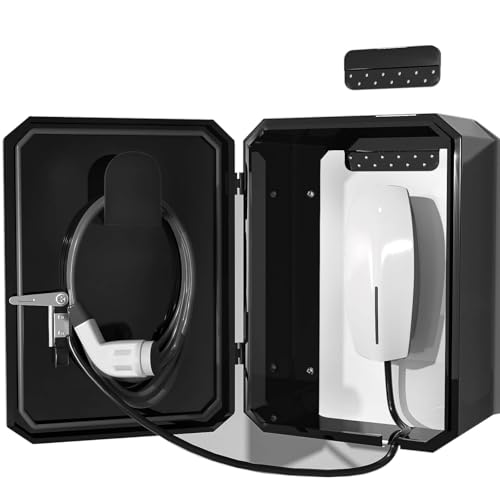 Cqenpr Wall-Mounted 1.2mm Cold Rolled Steel Electric Vehicle Charging Protection Box for Tesla, Waterproof Indoor/Outdoor Enclosure with Lock | Seamless One-Piece Design. - Image 1