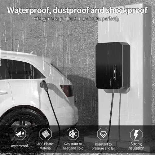Cqenpr Wall-Mounted 1.2mm Cold Rolled Steel Electric Vehicle Charging Protection Box for Tesla, Waterproof Indoor/Outdoor Enclosure with Lock | Seamless One-Piece Design. - Image 2
