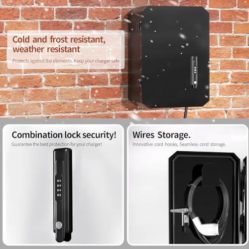 Cqenpr Wall-Mounted 1.2mm Cold Rolled Steel Electric Vehicle Charging Protection Box for Tesla, Waterproof Indoor/Outdoor Enclosure with Lock | Seamless One-Piece Design. - Image 3