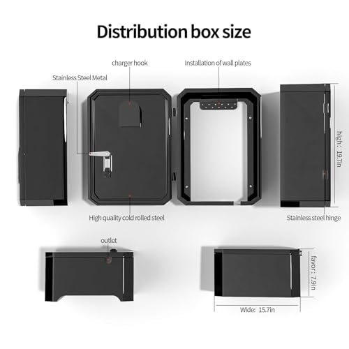 Cqenpr Wall-Mounted 1.2mm Cold Rolled Steel Electric Vehicle Charging Protection Box for Tesla, Waterproof Indoor/Outdoor Enclosure with Lock | Seamless One-Piece Design. - Image 4