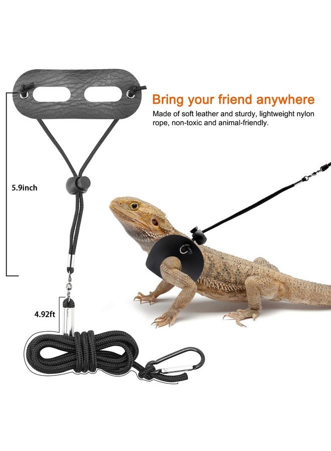 BWOGUE Bearded Dragon Harness And Leash Adjustable Leather Lizard Reptiles Harness Leash For Amphibians And Other Small Pet Animals (S,M,L,3 Pack) - Image 4