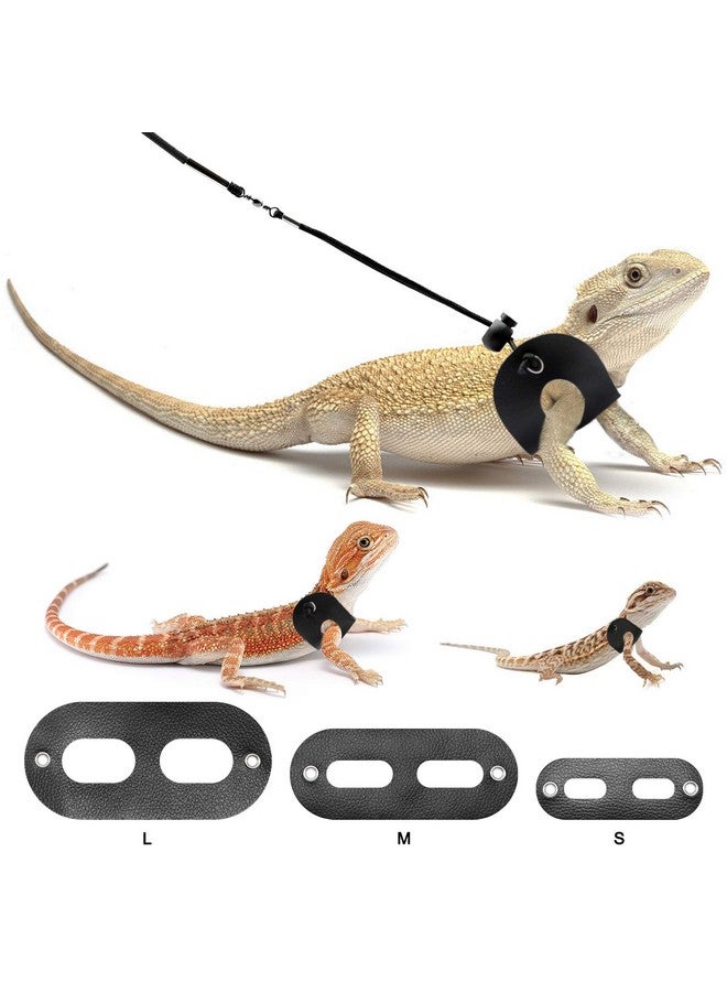 BWOGUE Bearded Dragon Harness And Leash Adjustable Leather Lizard Reptiles Harness Leash For Amphibians And Other Small Pet Animals (S,M,L,3 Pack) - Image 1