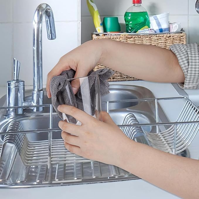 Linear لفة قماش تنظيف ميكروفايبر | لفة مناشف مطبخ | مناشف تنظيف - أقمشة قابلة لإعادة الاستخدام والغسل (20- عبوة) 25 × 26 سم (2، رمادي، متوسط) - Image 3