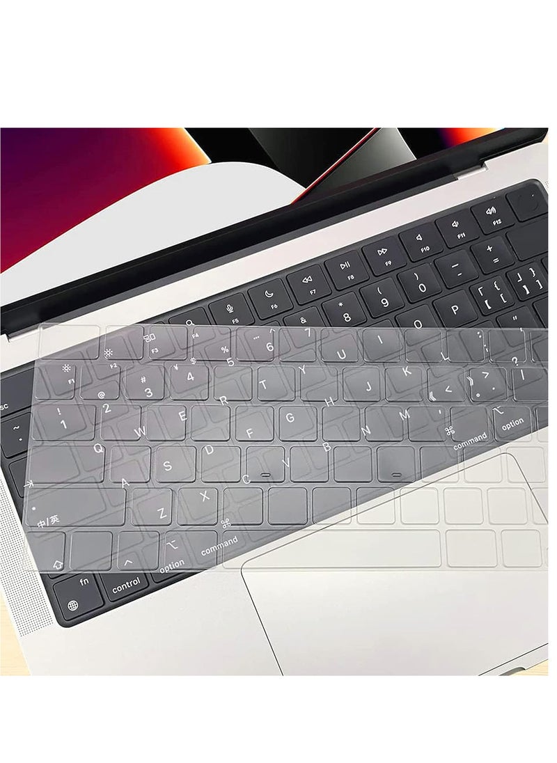 Keyboard Cover Skin for 2023 MacBook Air 15 inch M2 A2941 MacBook Pro 14 16 inch M3 M2 Pro Max A2918 A2992 A2991 A2779 A2780 US Enter Silicon Keyboard Protector Accessory Clear