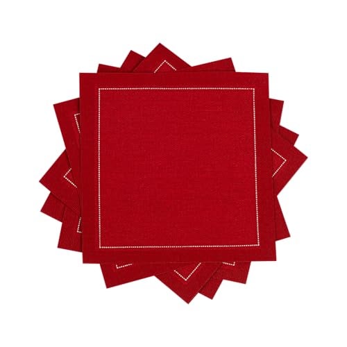 Five Star Cocktail Napkins 50 Luxury Cotton Disposable Cocktail Party Napkins 45 x 45 for Home Bars Game Nights Beverages Birthdays Weddings Holidays Red