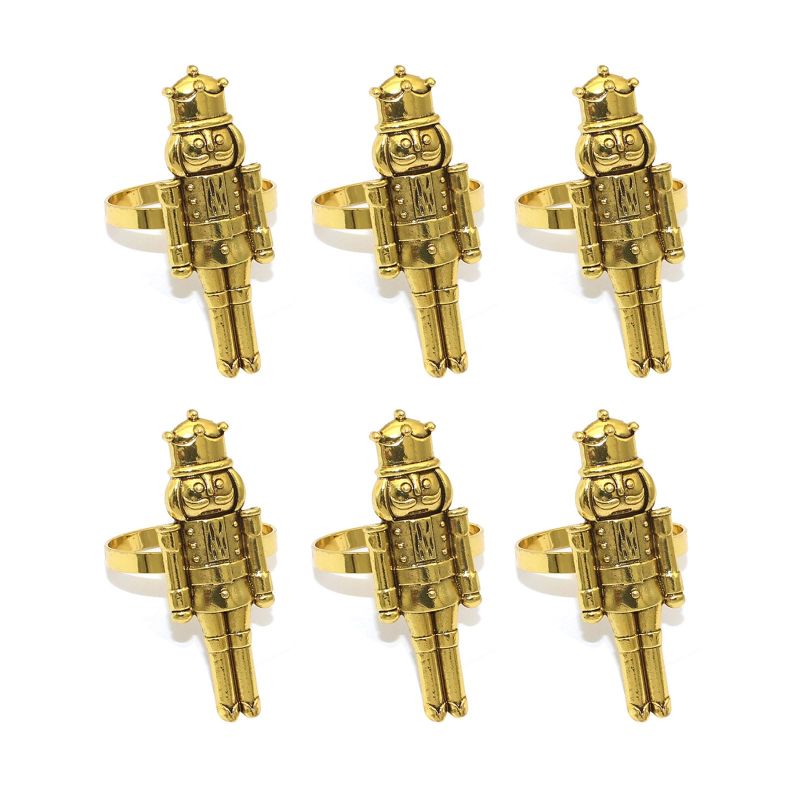 Soldier Napkin Rings: Set of 12 Golden Metal - Durable Vintage Charm Decorative Napkin Rings for Christmas Weddings Festive Formal Casual Gatherings - Image 1