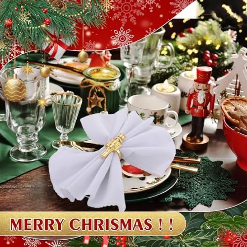 Soldier Napkin Rings: Set of 12 Golden Metal - Durable Vintage Charm Decorative Napkin Rings for Christmas Weddings Festive Formal Casual Gatherings - Image 2
