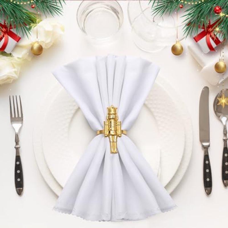 Soldier Napkin Rings: Set of 12 Golden Metal - Durable Vintage Charm Decorative Napkin Rings for Christmas Weddings Festive Formal Casual Gatherings - Image 5