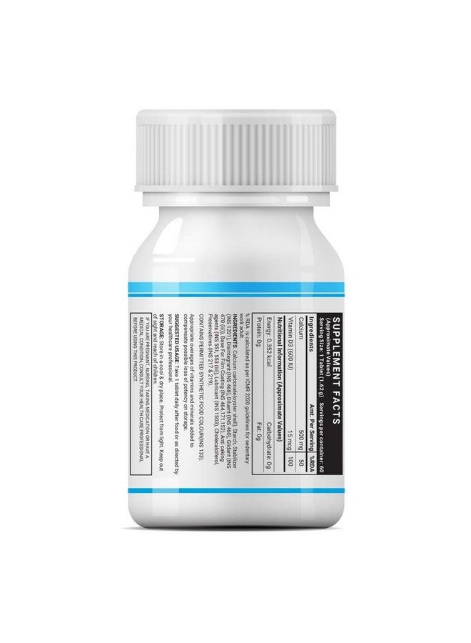 INLIFE Calcium and Vitamin D3 Tablets for Men Women | Calcium Carbonate Supplement for Bone and Joint Support - 60 Tablets (Pack of 1) - Image 5