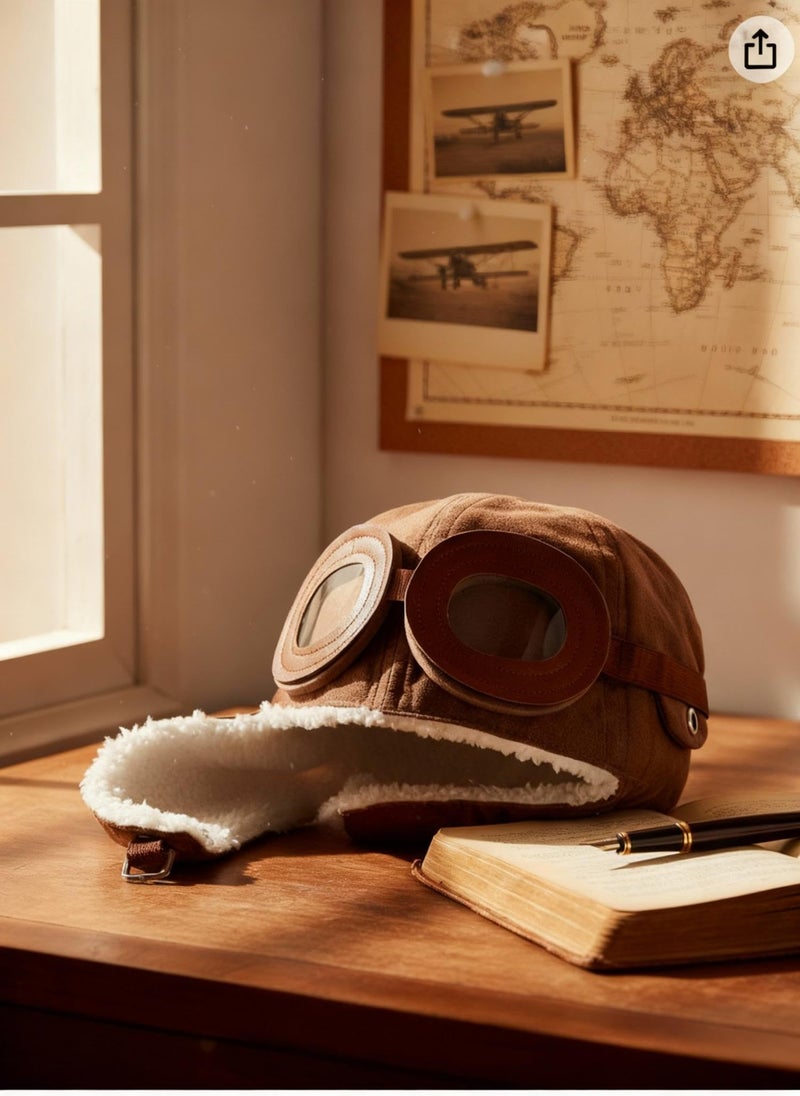 SATINIOR Hat for Kids Brown Fleece Cap with Earmuffs Warm Winter Cap for Kids - Image 1