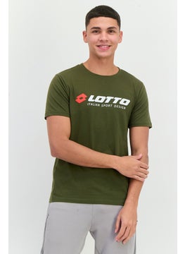 LOTTO Men Sportswear Fit Short Sleeves Outdoor T-Shirt, Olive Combo  - Image 1