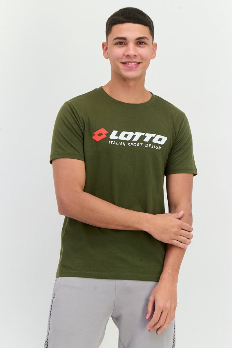 LOTTO Men Sportswear Fit Short Sleeves Outdoor T-Shirt, Olive Combo  - Image 1