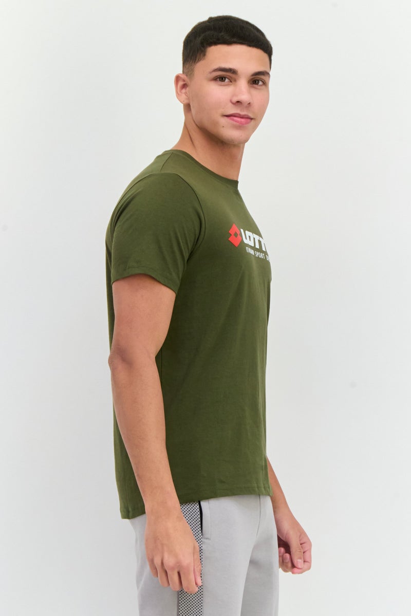 LOTTO Men Sportswear Fit Short Sleeves Outdoor T-Shirt, Olive Combo  - Image 2