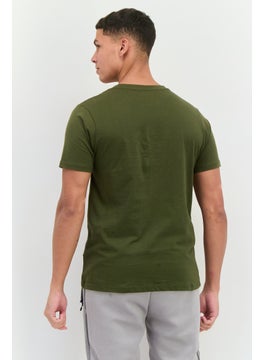 LOTTO Men Sportswear Fit Short Sleeves Outdoor T-Shirt, Olive Combo  - Image 3