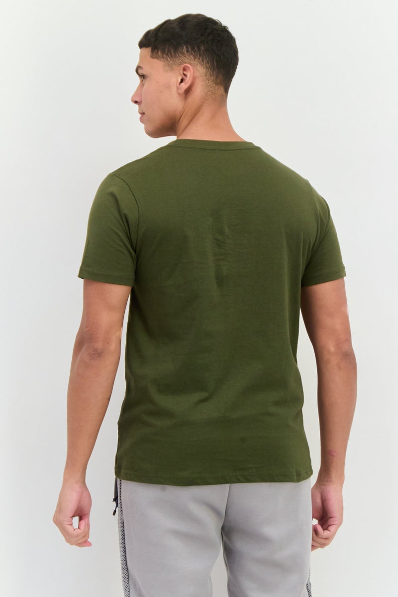 LOTTO Men Sportswear Fit Short Sleeves Outdoor T-Shirt, Olive Combo  - Image 3