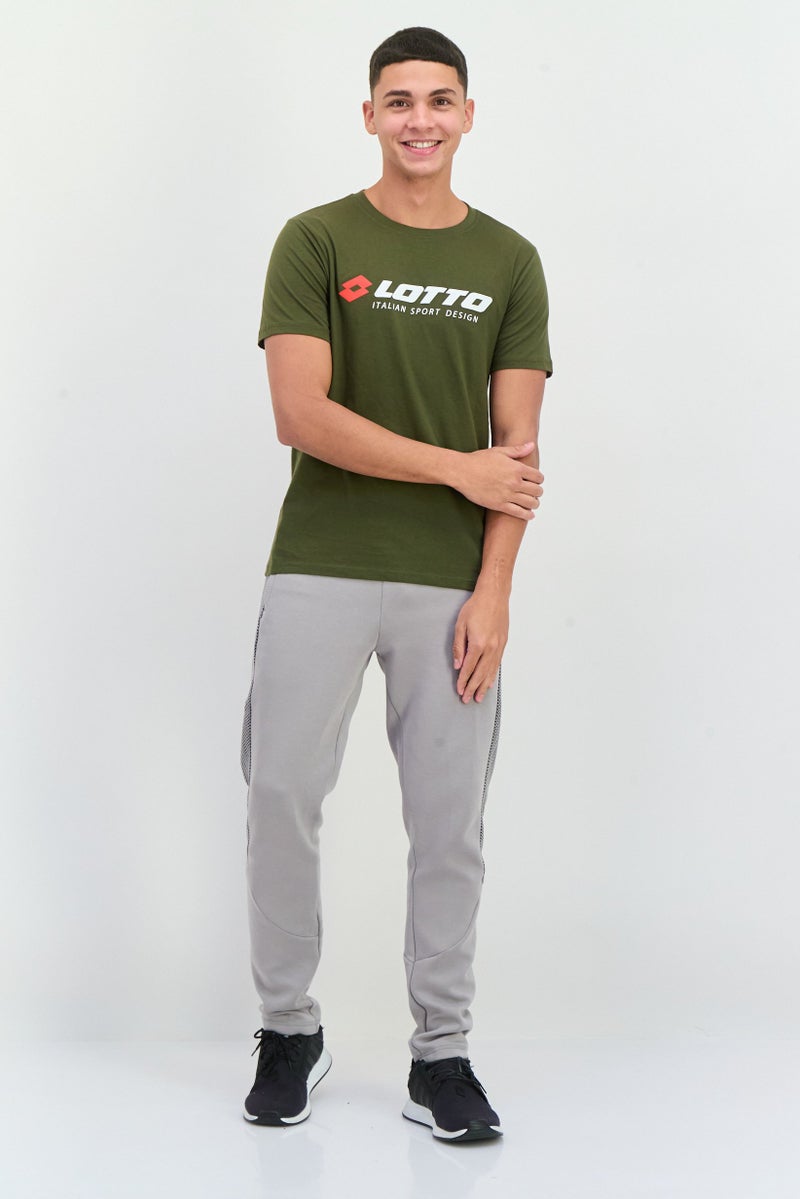 LOTTO Men Sportswear Fit Short Sleeves Outdoor T-Shirt, Olive Combo  - Image 4