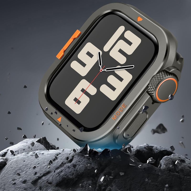 Suphart Metal Bumper Cover Compatible with Apple Watch Series 6/5/4/SE Case, [Turn 44mm into Ultra Look] Rugged Shockproof Protector with Back Frame for iWatch 44mm, Graphite - Image 5