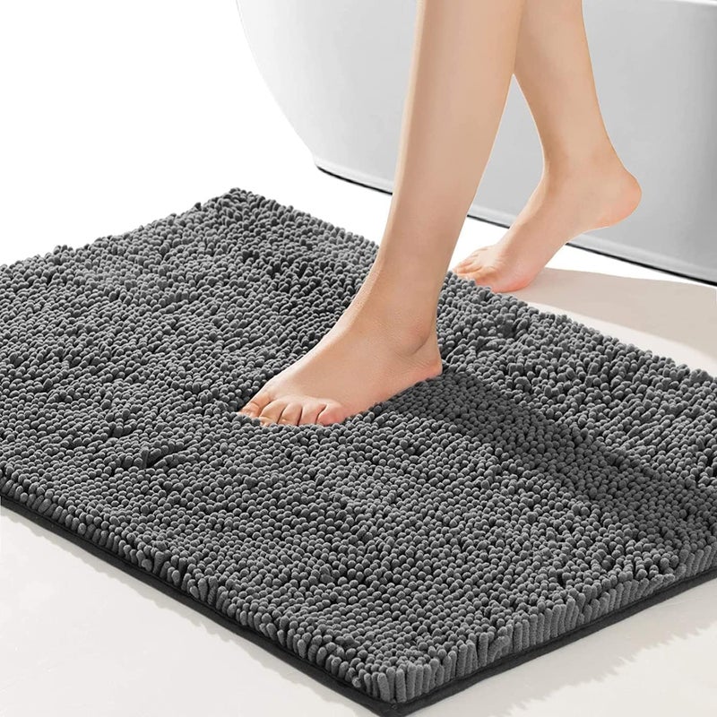 THMINS حصيرة حمام ، 80×50 سم غير قابلة للانزلاق، حصيرة باب، ناعمة ومريحة، أشعث متين، سميكة للحمام، أسهل في التجفيف، سجاد فخم لأحواض الاستحمام، حصيرة باب، الدش المطري وتحت الحوض - Image 1