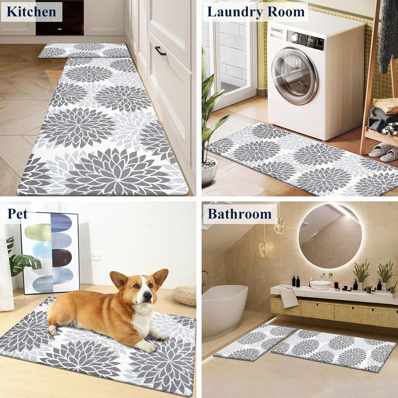 HEBE Anti Fatigue Kitchen Rug Sets 2 Piece Non Slip Kitchen Mats for Floor Cushioned Kitchen Rugs and Mats Waterproof Comfort Standing Mat Runner for Kitchen,Home Office,Sink,Laundry - Image 2