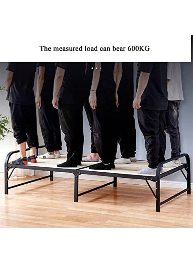 Sandinrayli Portable Folding Adult Bed,Adult Folding Bed, Wooden Slats Support, Frame Bed, Folding Bed Cot, Mattress Foundation, Noise Free, Portable&Lightweight, Sturdy Steel Frame - Image 4
