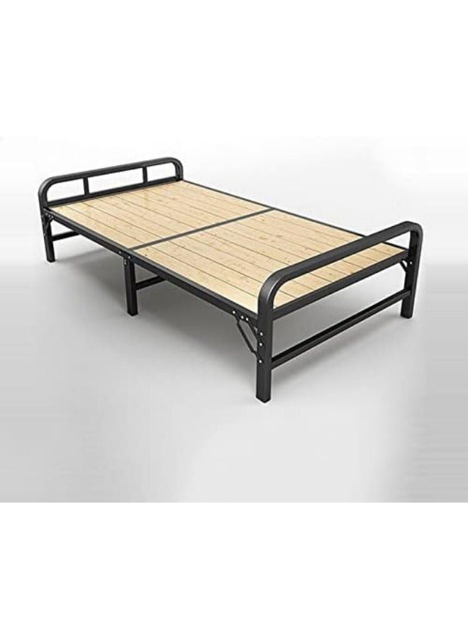 Sandinrayli Portable Folding Adult Bed,Adult Folding Bed, Wooden Slats Support, Frame Bed, Folding Bed Cot, Mattress Foundation, Noise Free, Portable&Lightweight, Sturdy Steel Frame - Image 2