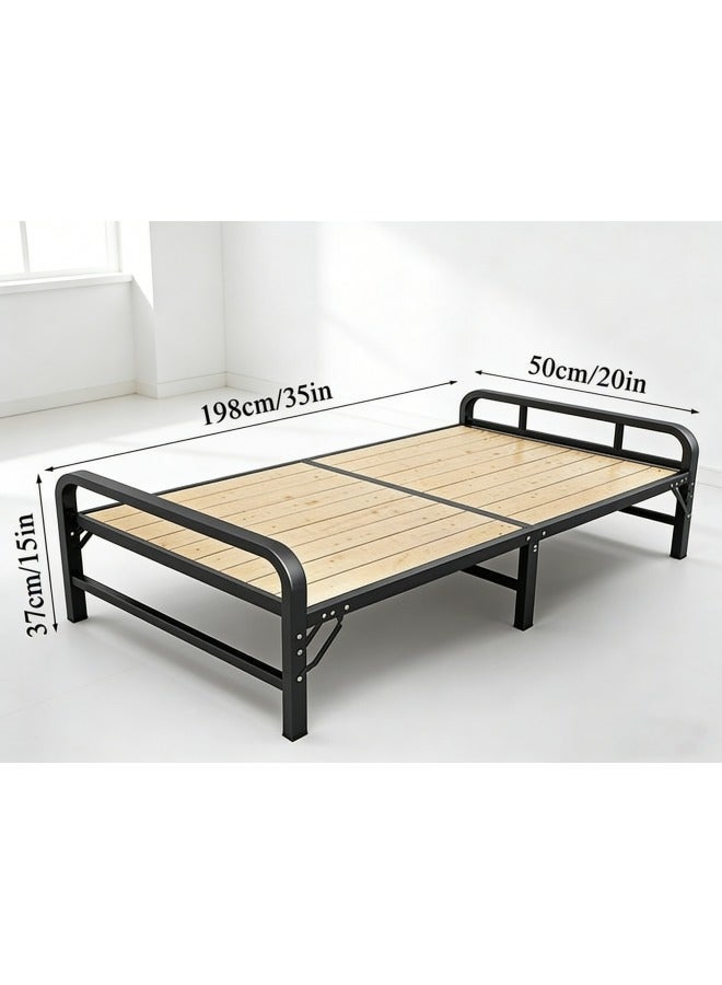 Sandinrayli Portable Folding Adult Bed,Adult Folding Bed, Wooden Slats Support, Frame Bed, Folding Bed Cot, Mattress Foundation, Noise Free, Portable&Lightweight, Sturdy Steel Frame - Image 3
