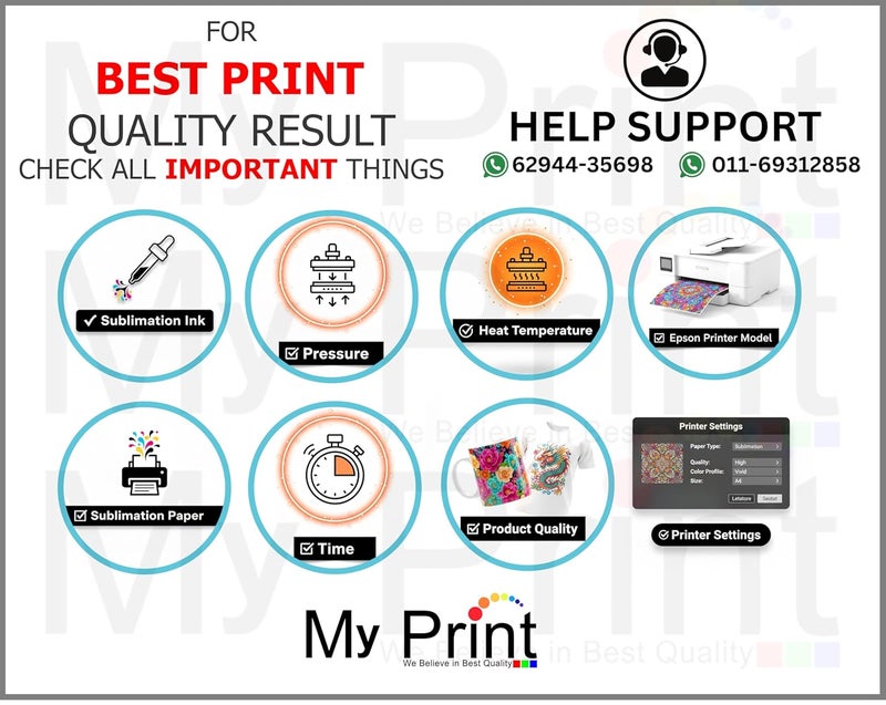 MY PRINT | 125GSM HD | Dual Coated Sublimation Transfer Paper A4 | For T-Shirt | Mug | 3D Cover | All Sublimation Product | Only Use Sublimation INK (100 PAGES) - Image 2