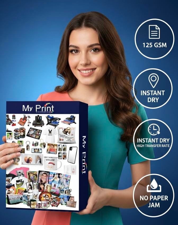 MY PRINT | 125GSM HD | Dual Coated Sublimation Transfer Paper A4 | For T-Shirt | Mug | 3D Cover | All Sublimation Product | Only Use Sublimation INK (100 PAGES) - Image 3