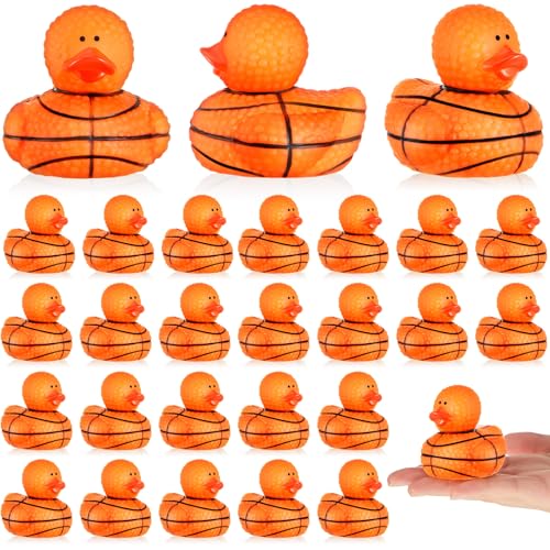 Deekin Rubber Ducks 2 Inch Bulk Sport Party Favors for Team Events Decorations Birthday Party Supplies Club Player Gift24 PcsBasketball Texture - Image 1