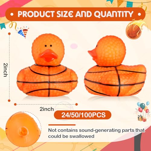 Deekin Rubber Ducks 2 Inch Bulk Sport Party Favors for Team Events Decorations Birthday Party Supplies Club Player Gift24 PcsBasketball Texture - Image 5
