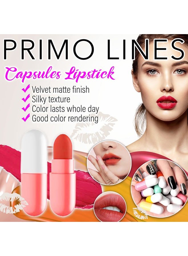 Primo Lines 12 Pill Lipstick with 1 Cute Mini Red Leather Bag Key-chain Pouch - Mini Lipstick Velvet Matte, Smooth and Moisturizing Pill Lipsticks, Long-Lasting, Portable and Charming Look All Day Long - Image 4