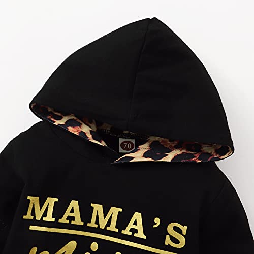 Yvowming Newborn Baby Girl Clothes Outfits Infant Hoodie Sweatshirt Pants Headband Toddler Girl Clothing Set (Newborn, Black) - Image 4