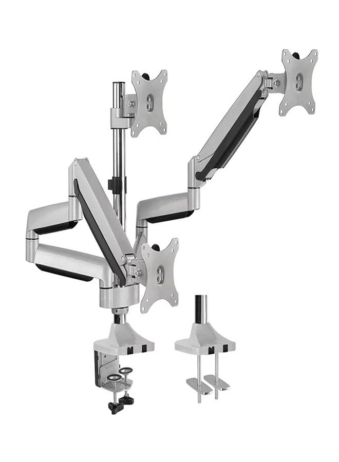 Skill Tech SH100 C036 Aluminum Triple Display Interactive LCD VESA Desk Mount for 13"-32" Screens, VESA 100x100, 27kg Load Capacity – Black - Image 1