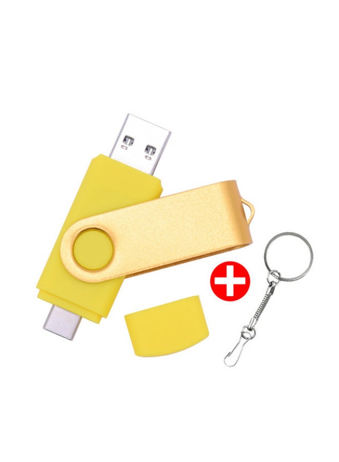 TYPE-C Mobile Phone U Disk OTG Rotating U Disk Can Be Fixed LOGO U Disk 8G16G32G64G128G Gift U Disk-color:yellow-capacity:64GB - Image 1