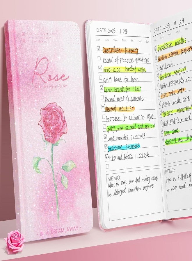 HAV CREATION Notebook Planner - Glitter Gradient Hard Cover | Pocket To-Do Notepad & Checklist | Simplified Undated Daily Planner | 192 Pages Stylish Notebook for Office & School (ROSE) - Image 3