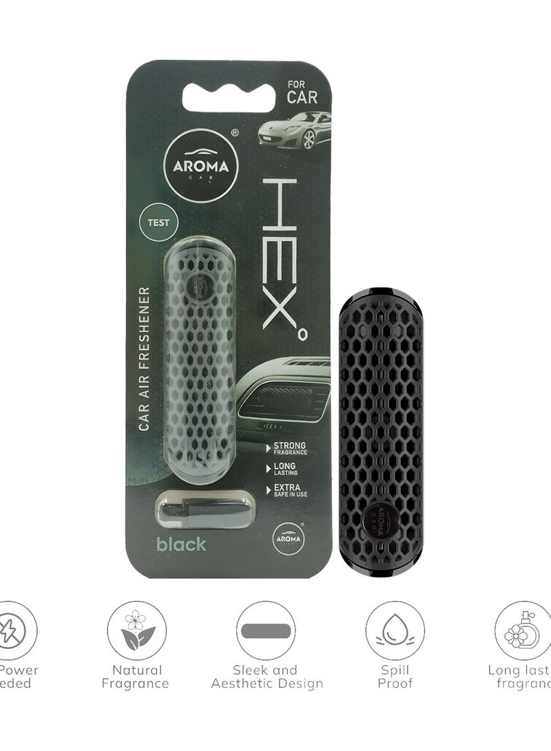 أروما معطر جو أروما كار هيكس بلاك - عطر طبيعي يدوم طويلاً - مقاوم للانسكاب، لا يحتاج إلى طاقة - يناسب معظم فتحات تهوية السيارة - تصميم آمن وأنيق - Image 4