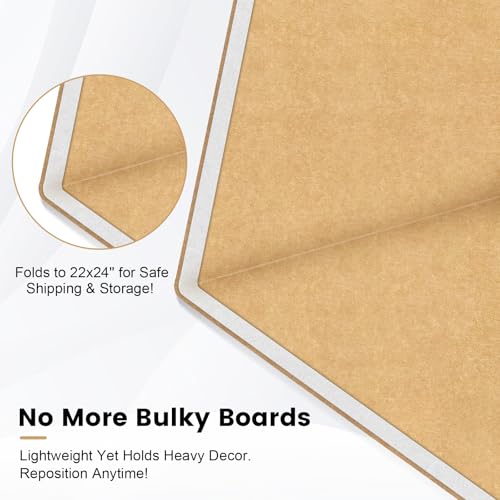 zimumoda Bulletin Board, 60 x 24 in Felt Pin Board - Cork Board Alternative for Wall, Foldable Picture Self-Adhesive Vision Prayer Board with 20 Pushpins 10 Cards - Lightweight Home/Office Décor - Image 2