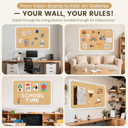 zimumoda Bulletin Board, 60 x 24 in Felt Pin Board - Cork Board Alternative for Wall, Foldable Picture Self-Adhesive Vision Prayer Board with 20 Pushpins 10 Cards - Lightweight Home/Office Décor - Image 5