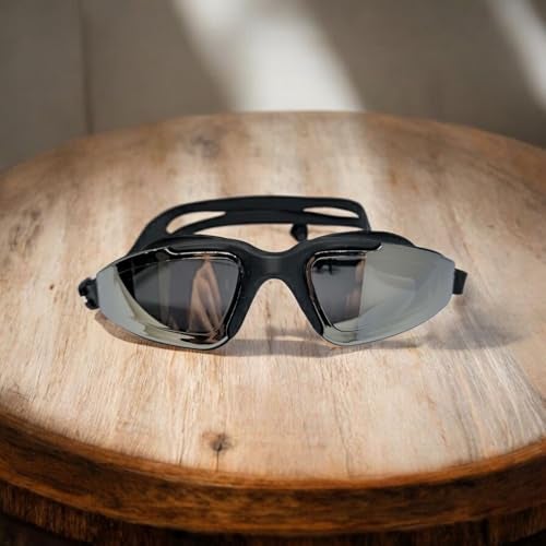 Protoner Swimming Goggles with UV Protection, Anti-Fog, Reflective Lenses, Built-in Earplugs (Black) - Image 2