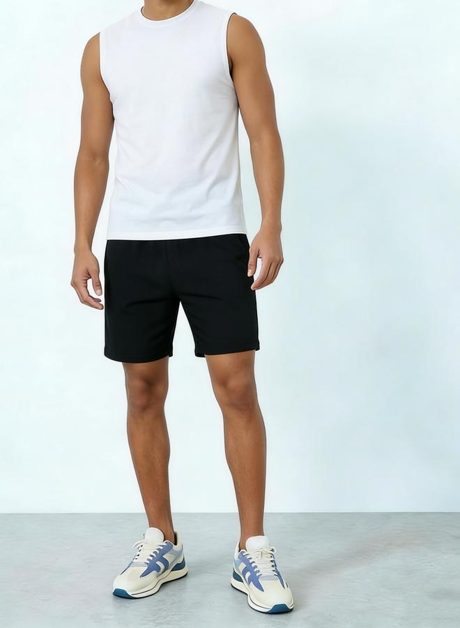 Take Two Men White Solid Round Neck Tank and Shorts Co-Ords - Image 1