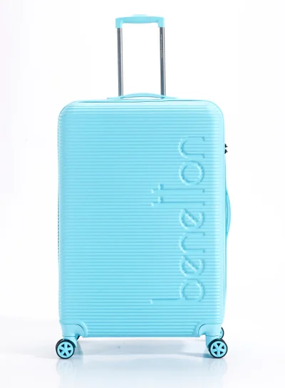 UNITED COLORS OF BENETTON BNTA-204 28Inch- Checked Luggage with TSA Lock| Material- Acrylonitrile Butadiene Styrene| Adjustable Trolley Handle | Smooth Dual Wheels 360degree rotate| Light Blue