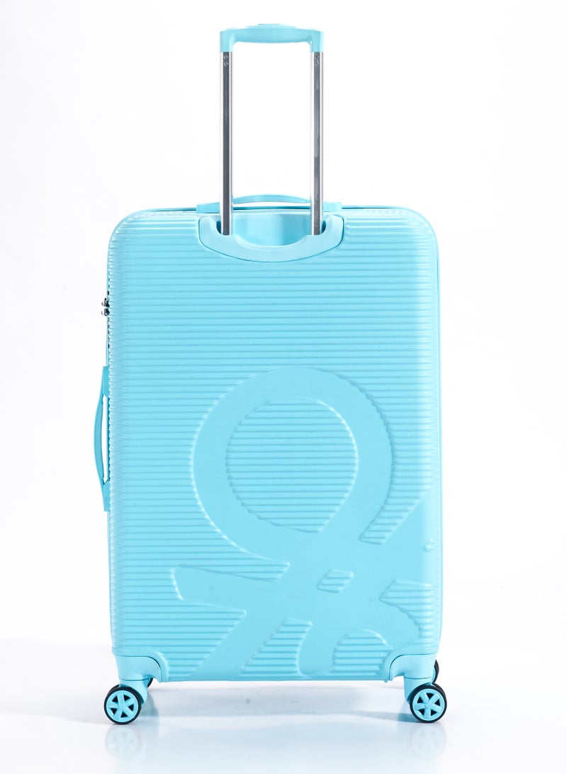 UNITED COLORS OF BENETTON BNTA-204 28Inch-Checked Luggage with TSA Lock| Material- Acrylonitrile Butadiene Styrene| Adjustable Trolley Handle | Smooth Dual Wheels 360degree rotate| Light Blue - Image 2