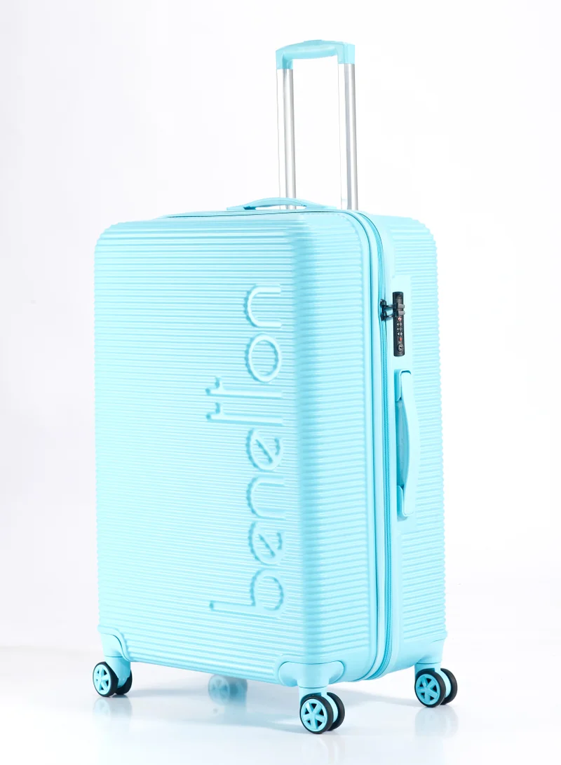 UNITED COLORS OF BENETTON BNTA-204 28Inch- Checked Luggage with TSA Lock| Material- Acrylonitrile Butadiene Styrene| Adjustable Trolley Handle | Smooth Dual Wheels 360degree rotate| Light Blue