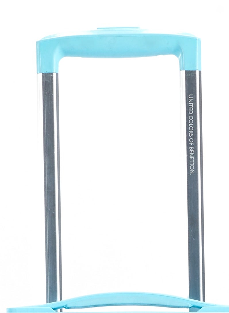 UNITED COLORS OF BENETTON BNTA-204 28Inch-Checked Luggage with TSA Lock| Material- Acrylonitrile Butadiene Styrene| Adjustable Trolley Handle | Smooth Dual Wheels 360degree rotate| Light Blue - Image 4