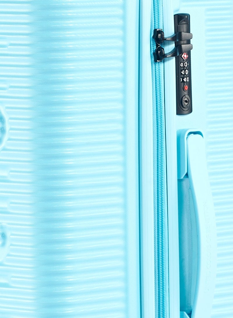 UNITED COLORS OF BENETTON BNTA-204 28Inch-Checked Luggage with TSA Lock| Material- Acrylonitrile Butadiene Styrene| Adjustable Trolley Handle | Smooth Dual Wheels 360degree rotate| Light Blue - Image 5