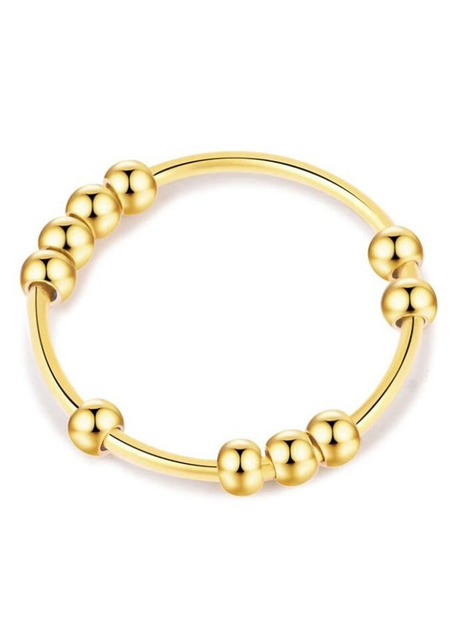 SERYNOW Gold Silver Fidget Ring Anxiety Rings for Women, Anxiety Relief Rings Size 5-10 Beads Fidget Spinner Anxiety Ring for Men, 10, Stainless Steel, no have - Image 1